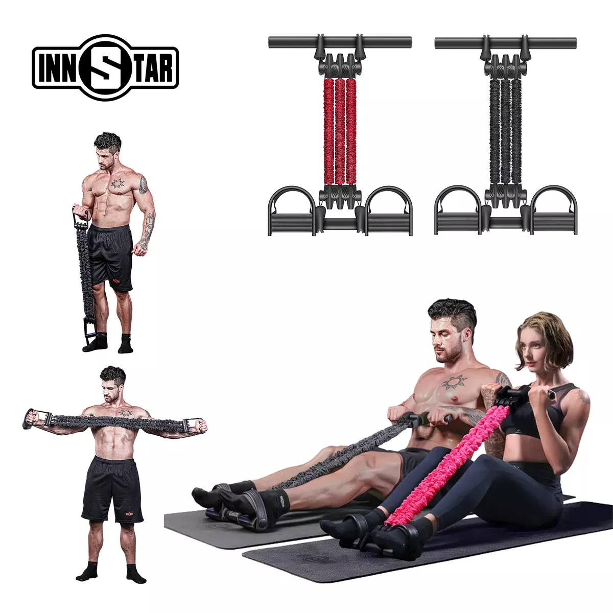 Innstar Adjustable Pedal Resistance Band Pull Rope Fitness Gym Exercise Workout