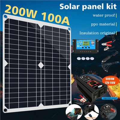 6000W Power Inverter 200W 12V to 110V AC Solar Panel Controller Car RV Converter