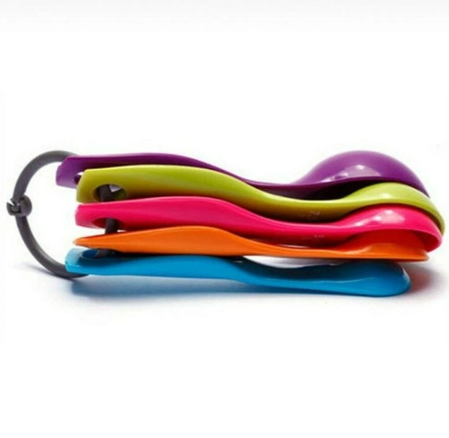 Assorted Colour Plastic Measuring Spoons Set Backing Cooking Kitchen Set of 5 - Image 2 of 4