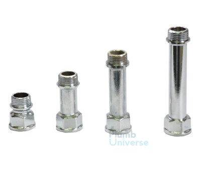 Starre Sechskant Heizkörper/Hahn Verlängerung Chrom (25mm,50mm,75mm,100mm) 1/2'' BSP MXF