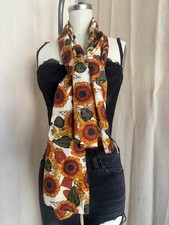 Vintage Nuova Sunflower Scarf 13 3/4" X 58 1/2"