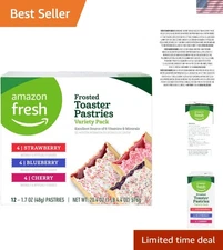 12-Count Toaster Pastries - Nutritious Snack with Strawberry, Blueberry, Cherry