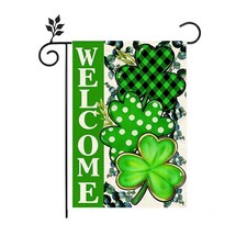 St Patricks Day Welcome Garden Flag 12x18 Inch Vertical Double Sided Outside