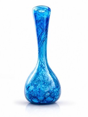 Vintage Studio Art Glas Vase Bubble Swirl Design Kobaltblau Handarbeit Retro