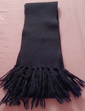 190x15cm Schwarzer Strickschal Wollschal mit Fransen