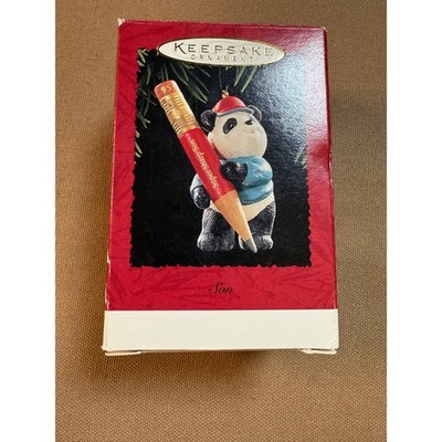 Vintage Hallmark Keepsake Ornament 1995 Super Sharp Son Panda with Pencil NIB