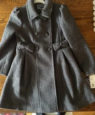 NWT Rothschild Girl's Sparkle Bow Grey Party Dress Coat  Size 12
