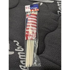 Patriotic Party Decor Bundle 4th of July Flags Garland Table Cover Pom-poms 7pc
