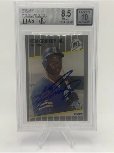 1989 Ken Griffey Jr #548  Fleer GLOSSY - Autograph - Card BGS 8.5 - Auto BGS 10