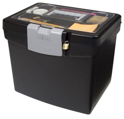 Storex 61504F02C File Storage Box XL Lid Black 2-Pack