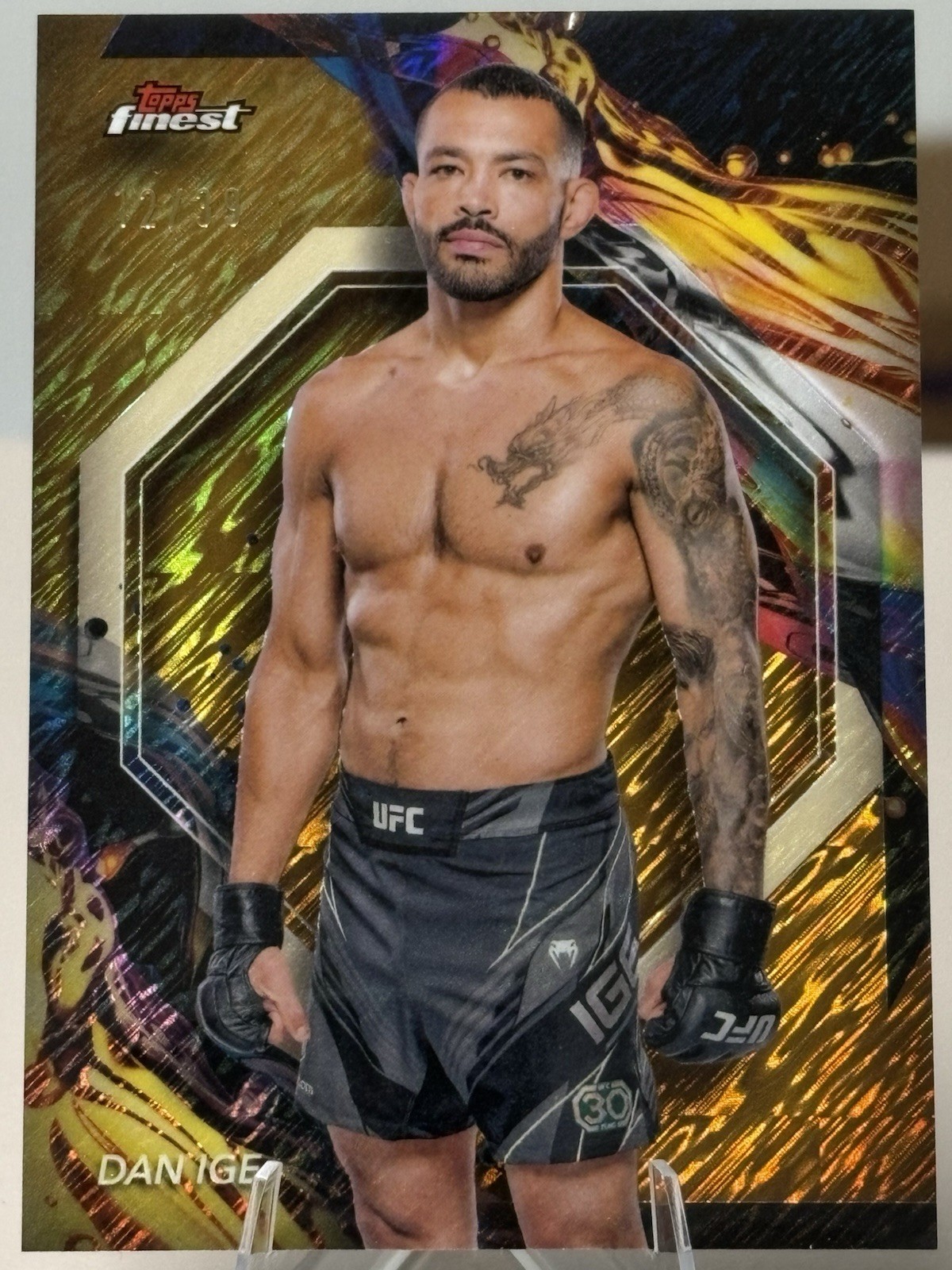 2024 Topps Finest UFC Uncommon Dan Ige #135 Gold Shimmer Refractor /39
