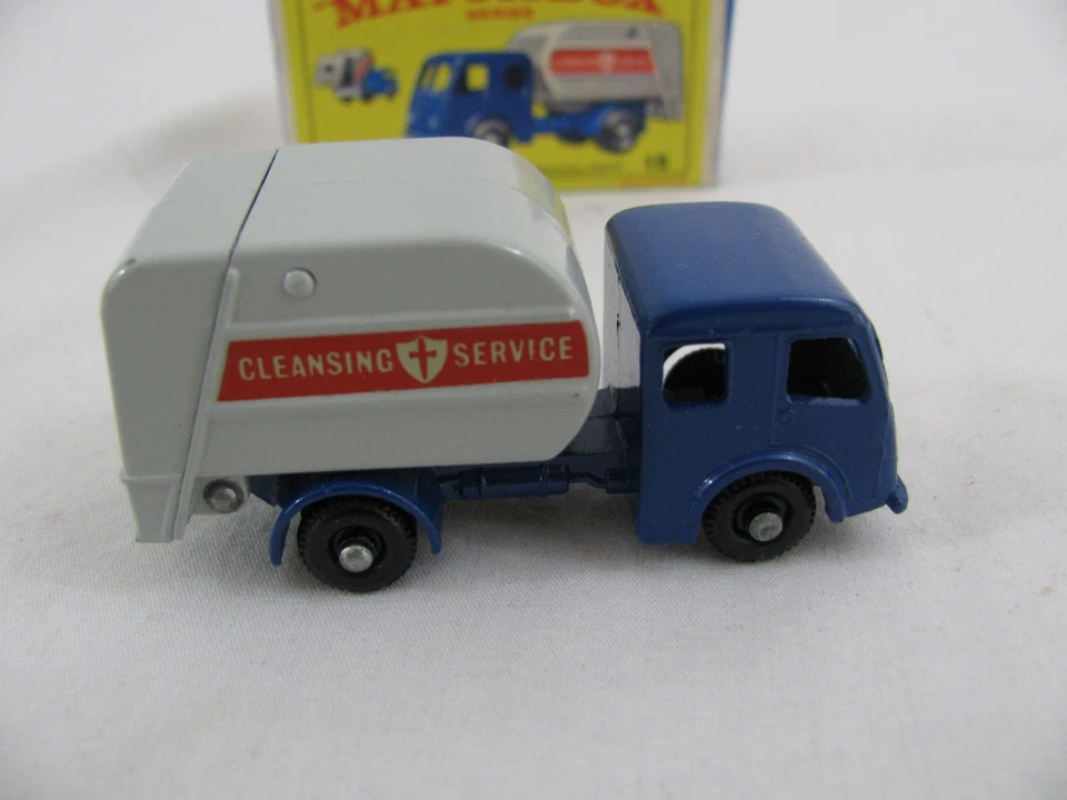 Vintage Lesney Matchbox Blue Dennis Refuse Garbage Truck w/ Box #15 New! - Image 4 of 4