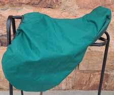 Fleece Lined Nylon English Saddle Cover in Green/Green Plaid