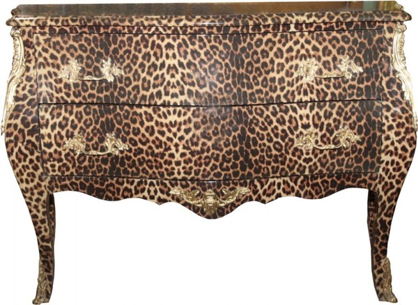 Casa Padrino Barock Kommode Leopard Mit Goldenen Metall Applikationen 123 Cm-image