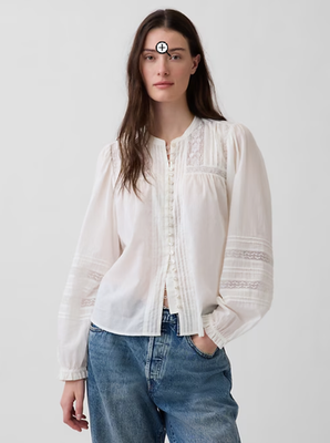 #ad GAP Women’s Lace Trim Pintuck Top – Romantic Vintage Style $29.99