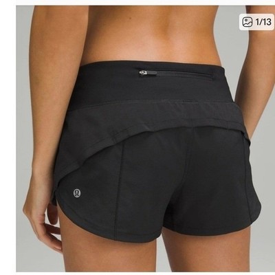 Lululemon Women Speed Up Low-Rise Lined Short 2.5 Black Running Athletic 12