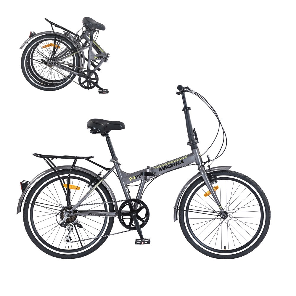 24” folding bicycle 24 Inch Folding Bike for Adults with Fenders, Steel Frame Single