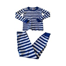 Hanna Andersson Sz 5 Organic Cotton Long Sleeve Pants Pj Set Blue White Stripes