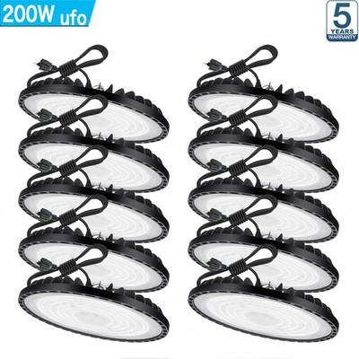 10 Pack 200W UFO Led High Bay Light Industrial Commercial Warehouse Shop Light