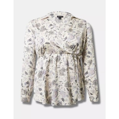 Torrid Women's Plus Size Paisley Dew Stripe Satin Surplice Blouse Size 2 2X New