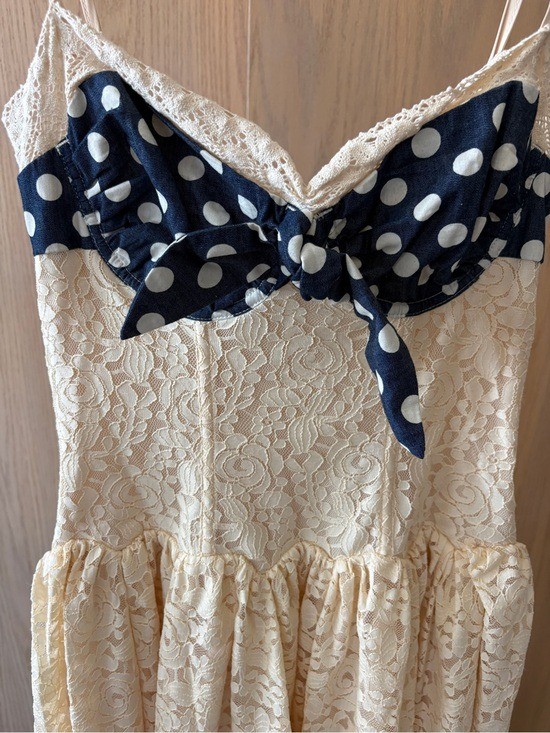 $319 NWT For Love and Lemons “Lucy” Lace Midi Dress in Light Yellow Sz Small image 7