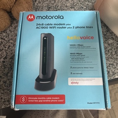 Motorola MT7711 DOCSIS 3.0 Cable Modem AC1900 WiFi Router 2 Phone Lines