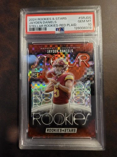 2024 Panini Rookies & Stars Stellar Rookies Red Plaid Jayden Daniels PSA 10