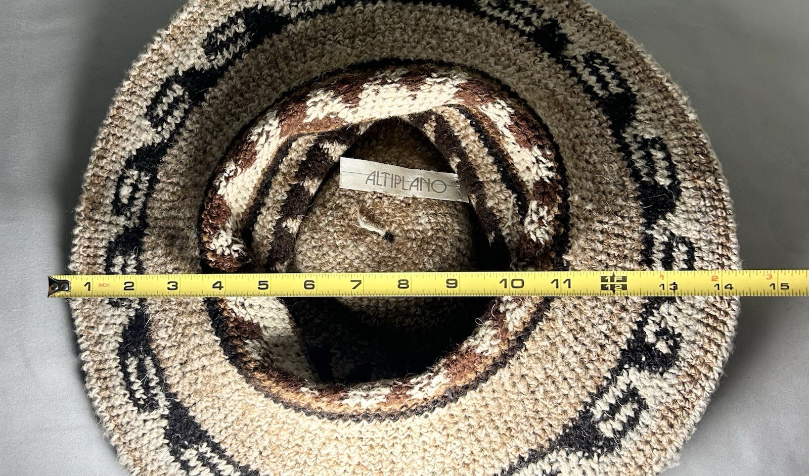 Vtg Rare Peruvian WOOL  HAT Western Hand Woven Aztec & Alpaca Design Wire Brim image 10