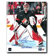Thomas Milic Team Canada Autographed 2023 WJC Gold Inscribed 8x10 Photo (Black)