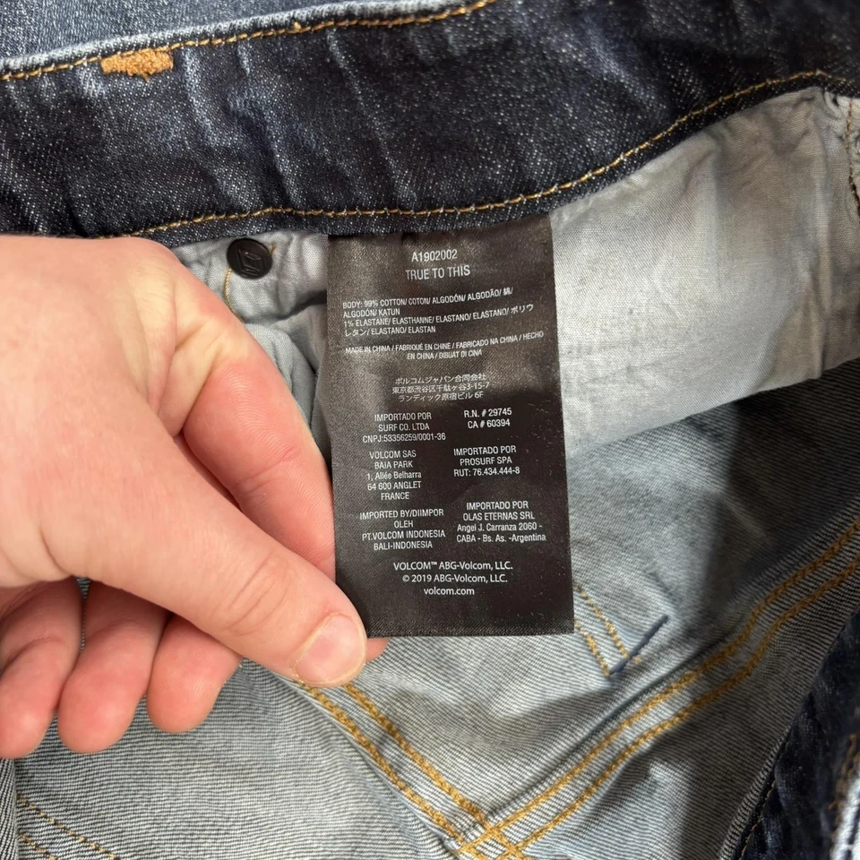 Volcom Solver Modern Straight Jeans Mens 32x31 Dark Wash Stretch Denim Pants Y2K - Image 4 of 4