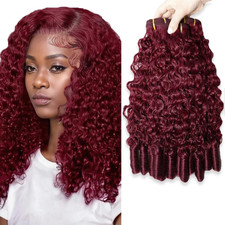 26 28 30 Inch 99J Burgundy Bundles Burmese Curly Bundles Human Hair Wine Red Co