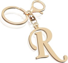 Cute Stainless Steel Gold Initial Letter Keychain for Women Girl, Gold-r