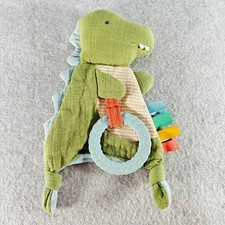 Itzy Ritzy Dinosaur Bitzy Crinkle Toy w Teether Sensory Plush Lovey Green