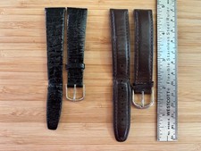 Two Genuine Leather Watch Band Straps Black  Brown 15mm