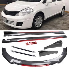 For Nissan Tiida Front Bumper Lip Spoiler Carbon Fiber Side Skirt Body Kit