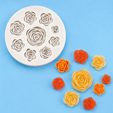 Blooming Roses Flower Sugar Craft Fondant Clay Wax Soap Resin Silicone Mold