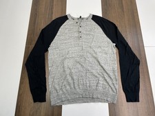 Express Size M Gray Henley Shirt Long Sleeve Heather Pullover 100 Cotton