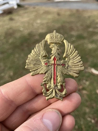 Antique Spanish Franco Cap Helmet Insignia Civil War Military Tanker Post WW2