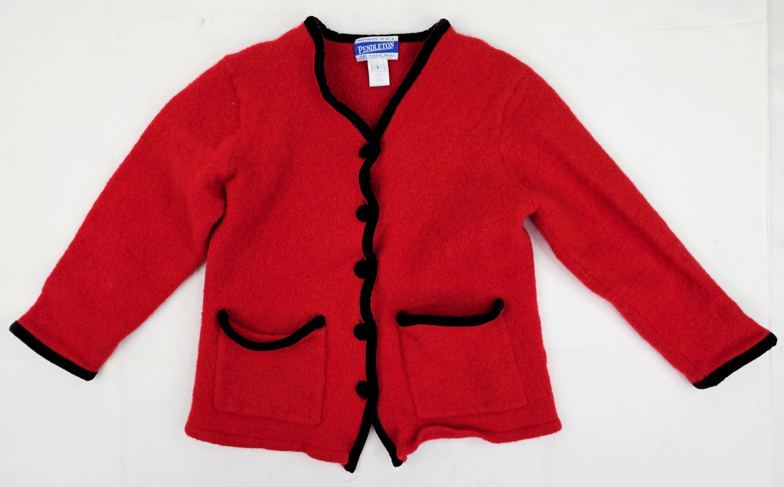 Vtg Pendleton 100% Virgin Wool Red Button Cardiga… - image 2