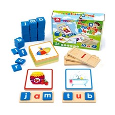 Coogam Wooden Short Vowel Reading Letters Sorting Spelling Games, S... Fast Ship