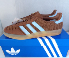 NWOB Authentic ADIDAS SAMBA INDOOR Brown Canvas Blue Leather Women's Size 9 M