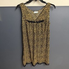 Vanity Fair Womens Vtg Leopard Print Night Gown Sz Medium Sleeveless V Neck