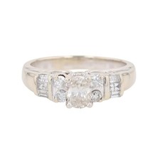 .77ctw Oval Diamond Solitaire w/ Accents Engagement Ring 14k White Gold Size 6.5