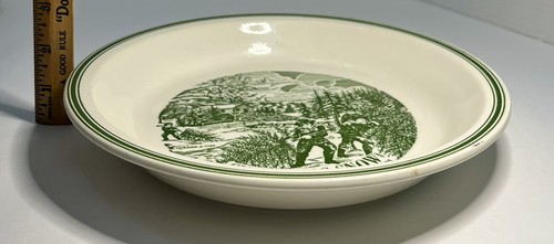 Vintage Currier & Ives Replica "Christmas Snow" 10" Green Pie Plate - Picture 20 of 20
