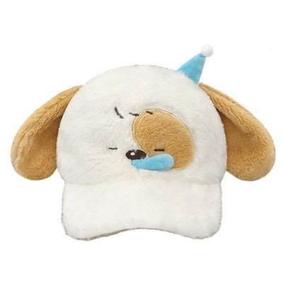Lovely Baseball Caps with 3D Dog Ear Thick Warm Hat Winter Windproof Plush Caps
