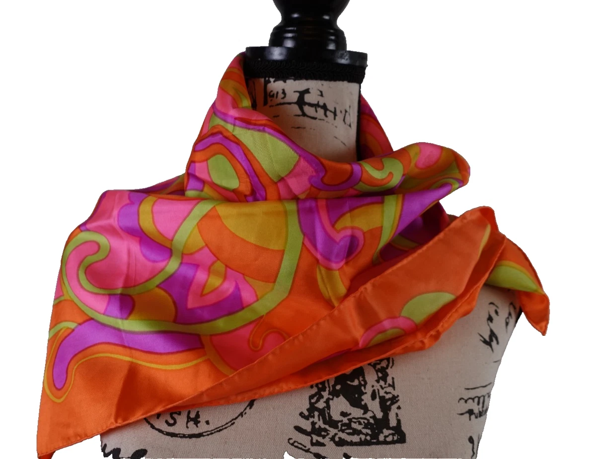 Foulard En Soie Kreier Vintage - 70cm X 70cm, Rouge Et Bleu Marine - Occasion Très Bon État