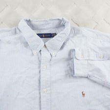 Ralph Lauren Oxford Button Up Shirt Mens 4XB Striped Blue White Formal Preppy