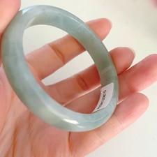 Certified Natural Grade AAA Ice Green Burmese Jade jadeite bracelet 53mm-0810