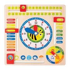 Wooden Toys Educational Board Date, Time  Season Wooden Educational Toy Play...