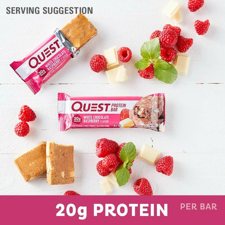 Barritas proteicas Quest Nutrition choclato blanco frambuesa 2,12 oz - 12 quilates Foto 3 de 3
